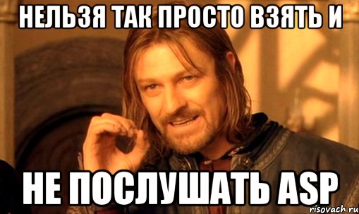 нельзя так просто взять и не послушать asp, Мем Нельзя просто так взять и (Боромир мем)