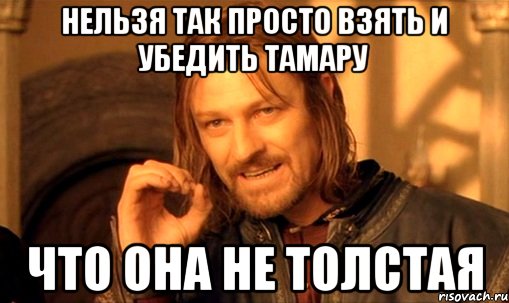 нельзя так просто взять и убедить тамару что она не толстая, Мем Нельзя просто так взять и (Боромир мем)