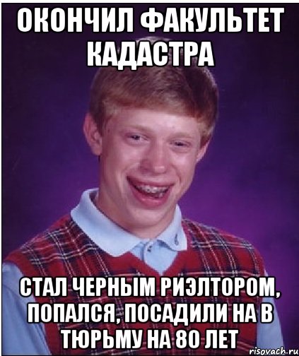 окончил факультет кадастра стал черным риэлтором, попался, посадили на в тюрьму на 80 лет, Мем Неудачник Брайан