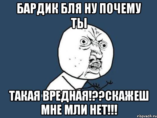 бардик бля ну почему ты такая вредная!??скажеш мне мли нет!!!, Мем Ну почему