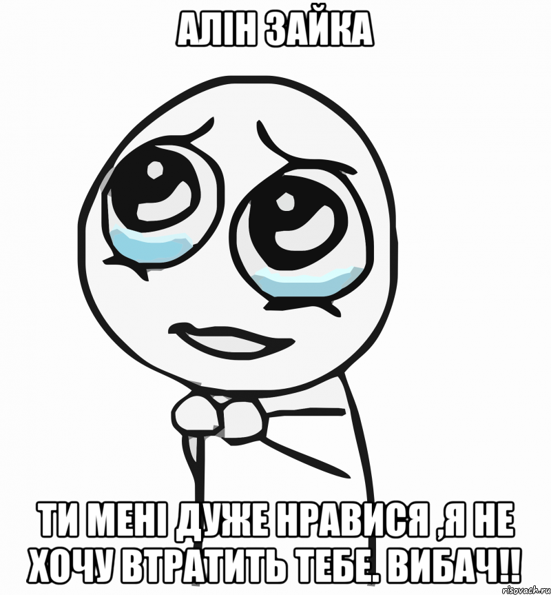 алін зайка ти мені дуже нравися ,я не хочу втратить тебе. вибач!!, Мем  ну пожалуйста (please)