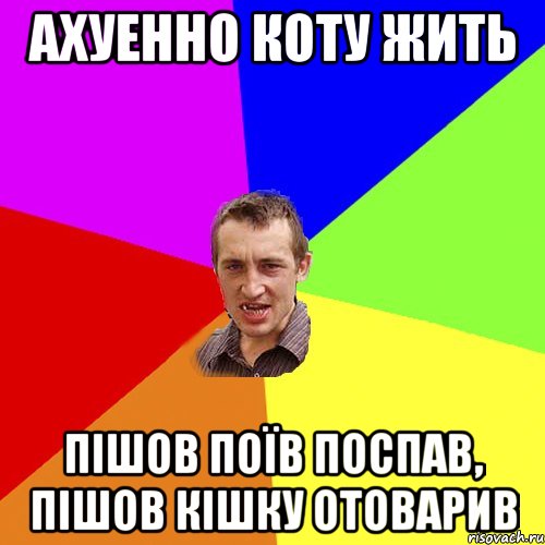 ахуенно коту жить пішов поїв поспав, пішов кішку отоварив, Мем Чоткий паца