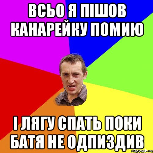 всьо я пішов канарейку помию і лягу спать поки батя не одпиздив, Мем Чоткий паца