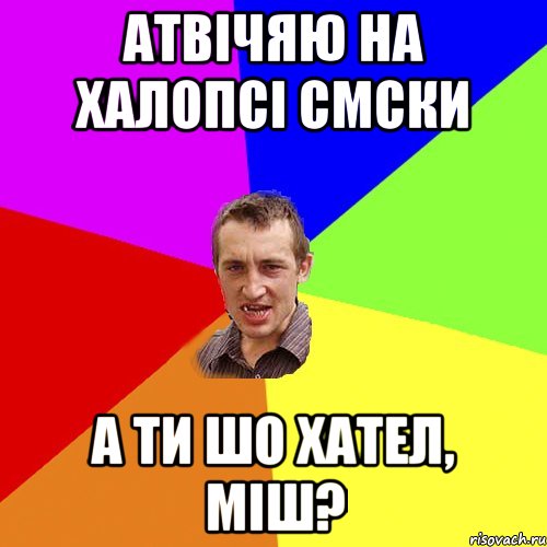 атвічяю на халопсі смски а ти шо хател, міш?, Мем Чоткий паца