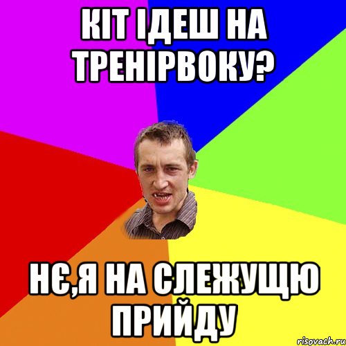 кіт ідеш на тренірвоку? нє,я на слежущю прийду, Мем Чоткий паца