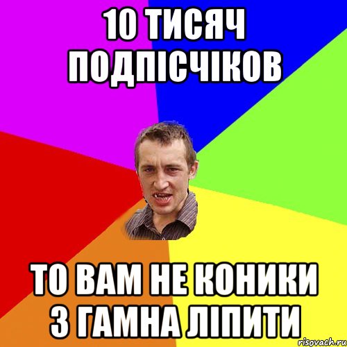 10 тисяч подпісчіков то вам не коники з гамна ліпити, Мем Чоткий паца