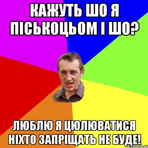 кажуть шо я піськоцьом і шо? люблю я цюлюватися ніхто запріщать не буде!, Мем Чоткий паца