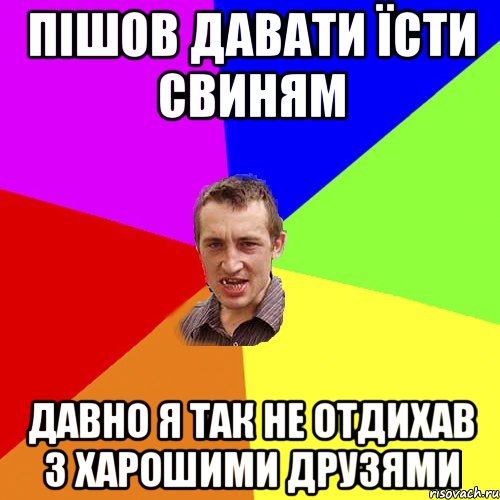 пішов давати їсти свиням давно я так не отдихав з харошими друзями, Мем Чоткий паца