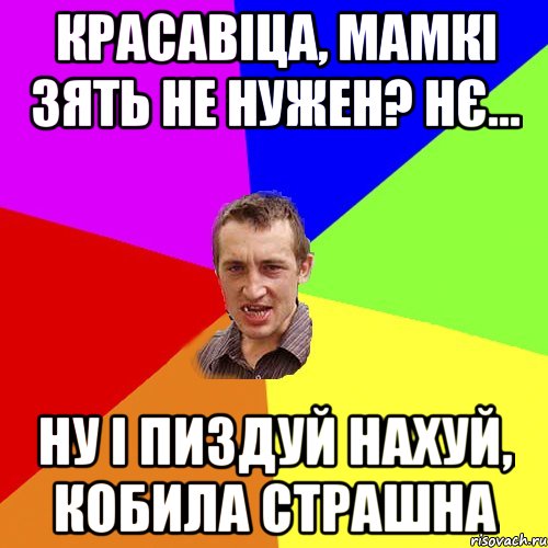 красавіца, мамкі зять не нужен? нє... ну і пиздуй нахуй, кобила страшна, Мем Чоткий паца