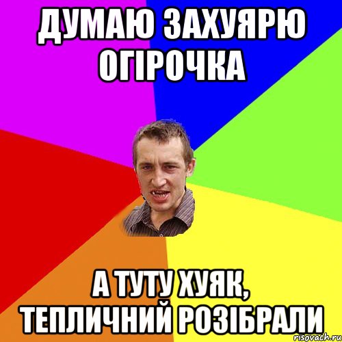 думаю захуярю огірочка а туту хуяк, тепличний розібрали, Мем Чоткий паца