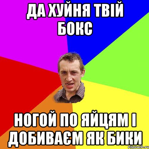 да хуйня твій бокс ногой по яйцям і добиваєм як бики, Мем Чоткий паца