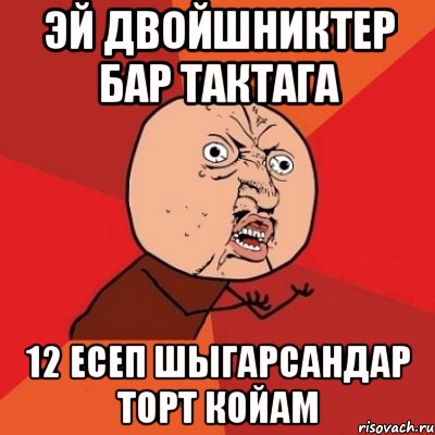 эй двойшниктер бар тактага 12 есеп шыгарсандар торт койам, Мем Почему