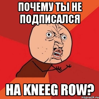 почему ты не подписался на kneeg row?, Мем Почему