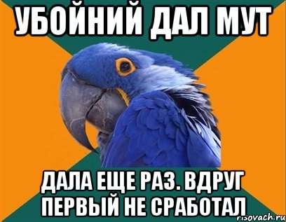 убойний дал мут дала еще раз. вдруг первый не сработал, Мем Попугай параноик