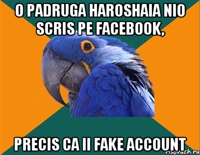 o padruga haroshaia nio scris pe facebook, precis ca ii fake account, Мем Попугай параноик