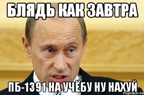 блядь как завтра пб-1391 на учёбу ну нахуй, Мем путин