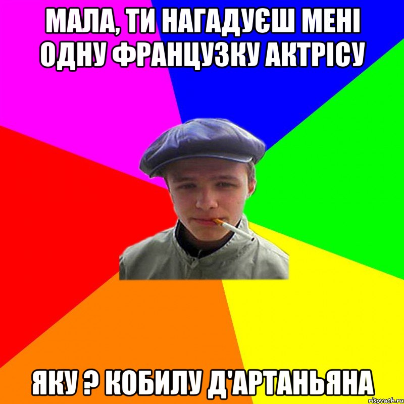 мала, ти нагадуєш мені одну французку актрісу яку ? кобилу д'артаньяна, Мем реальний мужичяра