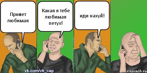 Привет любимая Какая я тебе любимая петух! иди нахуй!, Комикс С кэпом (разговор по телефону)