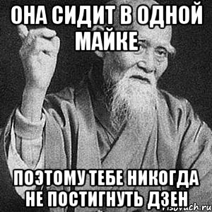 она сидит в одной майке поэтому тебе никогда не постигнуть дзен, Мем Монах-мудрец (сэнсей)