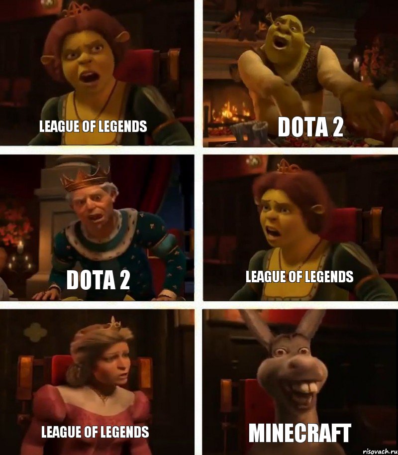 League of Legends Dota 2 League of Legends Dota 2 League of Legends Minecraft, Комикс  Шрек Фиона Гарольд Осел