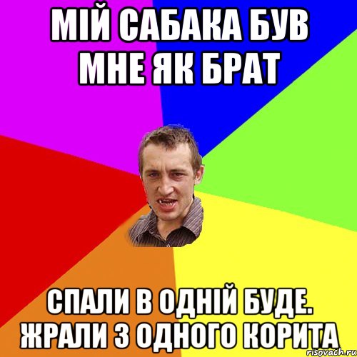 мій сабака був мне як брат спали в одній буде. жрали з одного корита, Мем Чоткий паца