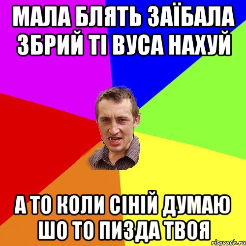 мала блять заїбала збрий ті вуса нахуй а то коли сіній думаю шо то пизда твоя, Мем Чоткий паца