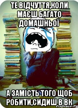 те відчуття,коли маєш багато домашньої а замість того щоб робити,сидиш в вк