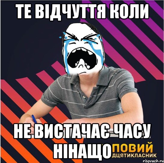 те відчуття коли не вистачає часу нінащо, Мем Типовий одинадцятикласник