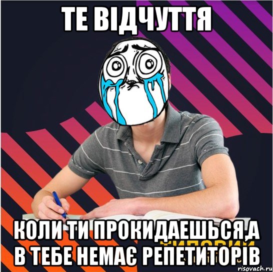 те відчуття коли ти прокидаешься,а в тебе немає репетиторів, Мем Типовий одинадцятикласник