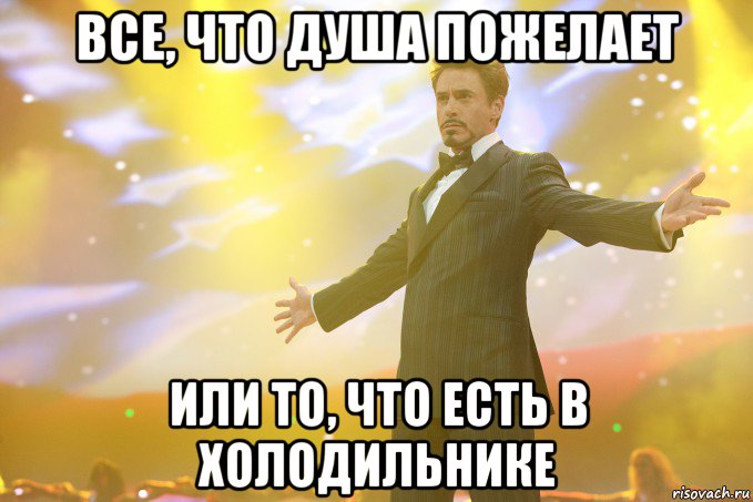 все, что душа пожелает или то, что есть в холодильнике, Мем Тони Старк (Роберт Дауни младший)