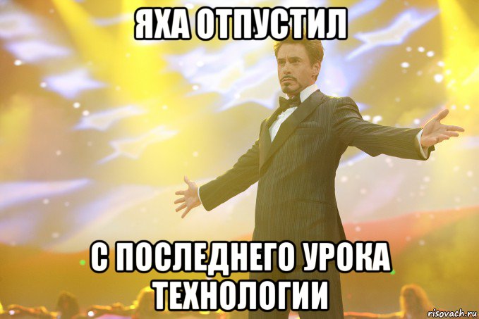 яха отпустил с последнего урока технологии, Мем Тони Старк (Роберт Дауни младший)