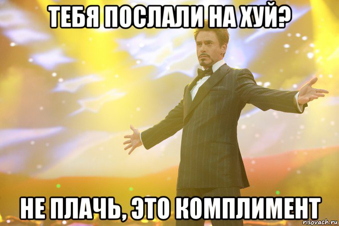 тебя послали на хуй? не плачь, это комплимент, Мем Тони Старк (Роберт Дауни младший)