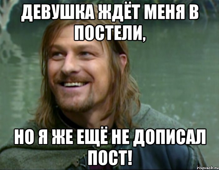 девушка ждёт меня в постели, но я же ещё не дописал пост!, Мем Тролль Боромир