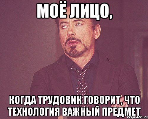 моё лицо, когда трудовик говорит, что технология важный предмет, Мем твое выражение лица