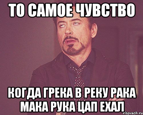 то самое чувство когда грека в реку рака мака рука цап ехал, Мем твое выражение лица