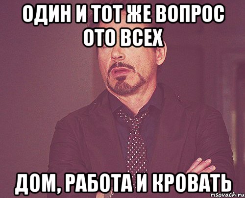 один и тот же вопрос ото всех дом, работа и кровать, Мем твое выражение лица