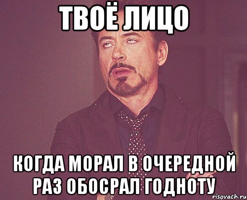 твоё лицо когда морал в очередной раз обосрал годноту, Мем твое выражение лица