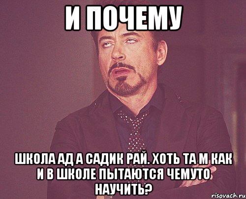 и почему школа ад а садик рай. хоть та м как и в школе пытаются чемуто научить?, Мем твое выражение лица