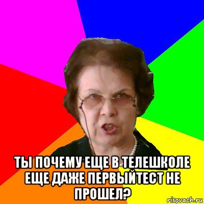  ты почему еще в телешколе еще даже первыйтест не прошел?, Мем Типичная училка