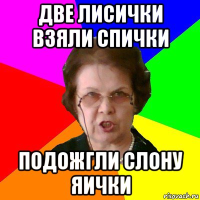 две лисички взяли спички подожгли слону яички, Мем Типичная училка