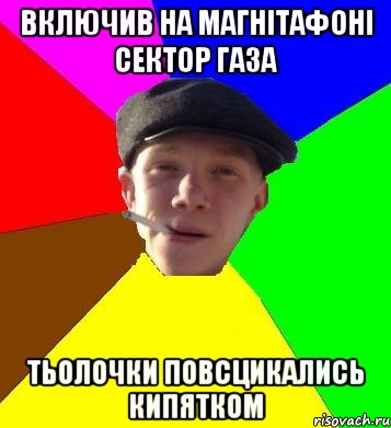 включив на магнітафоні сектор газа тьолочки повсцикались кипятком, Мем умный гопник