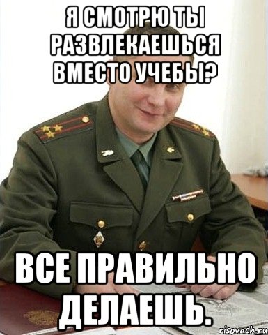 я смотрю ты развлекаешься вместо учебы? все правильно делаешь., Мем Военком (полковник)