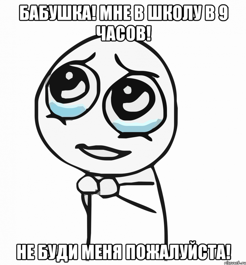 бабушка! мне в школу в 9 часов! не буди меня пожалуйста!, Мем  ну пожалуйста (please)