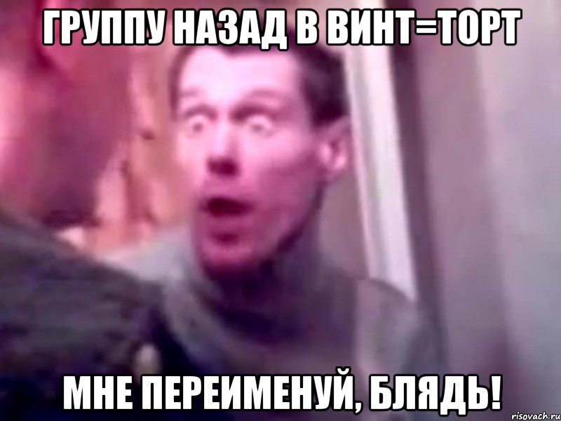 группу назад в винт=торт мне переименуй, блядь!, Мем Запили