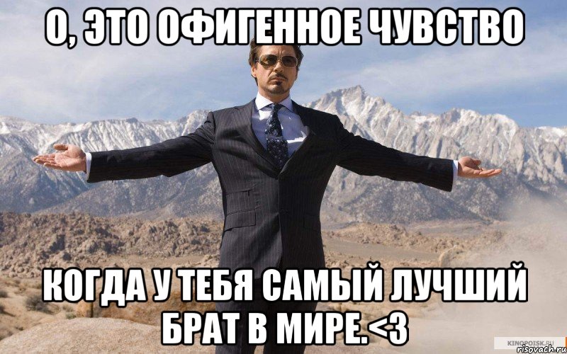 о, это офигенное чувство когда у тебя самый лучший брат в мире.<3, Мем железный человек