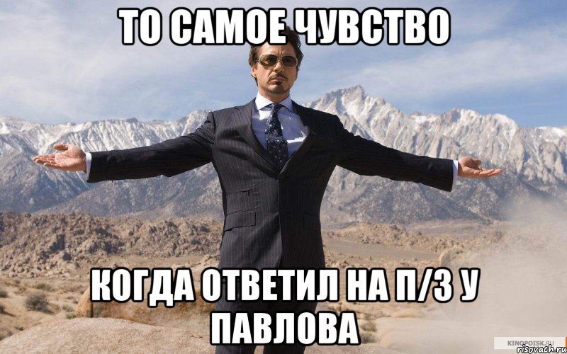 то самое чувство когда ответил на п/з у павлова, Мем железный человек