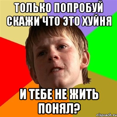 только попробуй скажи что это хуйня и тебе не жить понял?, Мем Злой школьник