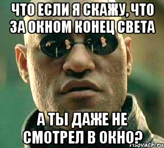 что если я скажу, что за окном конец света а ты даже не смотрел в окно?, Мем  а что если я скажу тебе