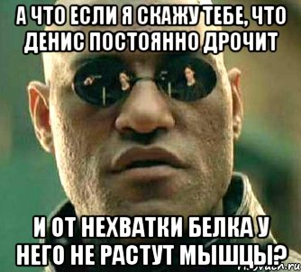 а что если я скажу тебе, что денис постоянно дрочит и от нехватки белка у него не растут мышцы?