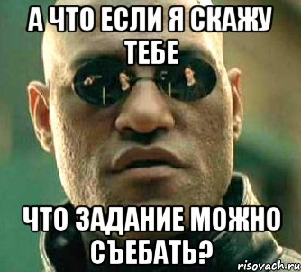 А ЧТО ЕСЛИ Я СКАЖУ ТЕБЕ ЧТО ЗАДАНИЕ МОЖНО СЪЕБАТЬ?, Мем  а что если я скажу тебе